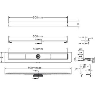 Душевой лоток Berges Wasserhaus C1 Norma 090036 50 Матовый хром